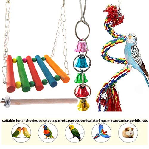 Bird Toys Parrot Toys - 9Pcs Parrot Swing Chewing Toys Cockatiels, Macaws, Parrots, Love Birds, Finches Parakeet Toys Bird Cage Accessories