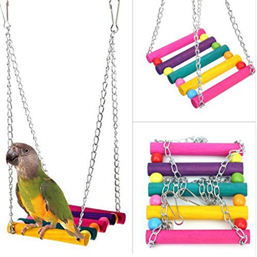 Bird Toys Parrot Toys - 9Pcs Parrot Swing Chewing Toys Cockatiels, Macaws, Parrots, Love Birds, Finches Parakeet Toys Bird Cage Accessories