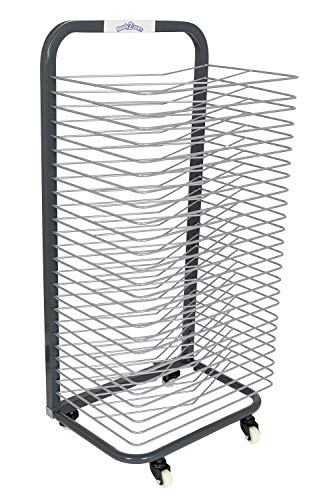 READY 2 LEARN Art Drying Rack - Sturdy Art Organizer for Paintings and Drawings - 25 Shelves - Steel - 4 Casters - 2 Locking Wheels - 37.75"H x 17.75"W