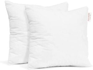 empyrean bedding throw pillow - 16 x 16 inches decorative pillow insert - cotton blend outer shell indoor & outdoor pillows (pack of 2, white)