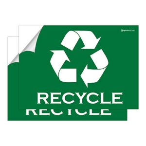 ignixia pack of 02 recycle sign decals self adhesive - recycling stickers large 10 x 7 inches recycle sticker for trash can - recycle labels (green)