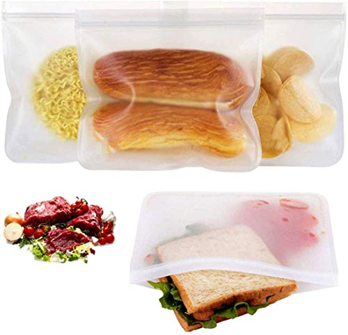 Kissral Reusable Food Storage Bag, 12 Pack Zip Sandwich Bags, Leakproof Silicone Freezer Bags, Thick Fresh-Keeping Bag for Kids Sandwich, Snack, Liquid, Lunch, Fruit, 19 x 22cm, 12.4 x 22 cm