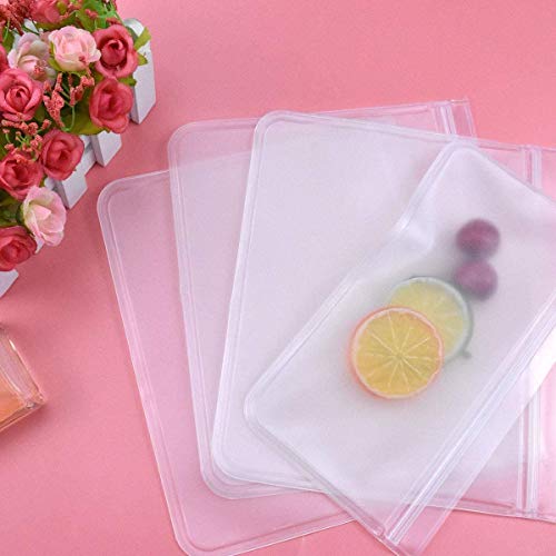 Kissral Reusable Food Storage Bag, 12 Pack Zip Sandwich Bags, Leakproof Silicone Freezer Bags, Thick Fresh-Keeping Bag for Kids Sandwich, Snack, Liquid, Lunch, Fruit, 19 x 22cm, 12.4 x 22 cm