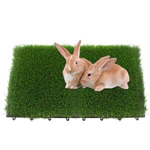 kathson artificial grass turf tile,2pcs rabbit grass mat with upgrade interlocking system self-drainingsuitable for bunny,dogs and cats(11.8 x11.8 inches