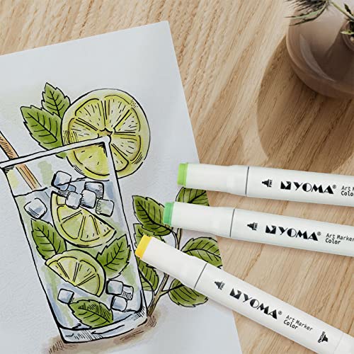 Y YOMA 168 Colors Alcohol Markers Dual Tip Markers Art Markers Set, Unique Colors (1 Marker Case) Alcohol-based Ink, Fine & Chisel, White Penholder