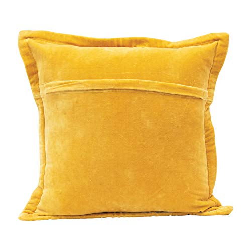 Creative Co-Op Cotton Velvet Printed Dragonfly, Mustard Color Pillow, Gold