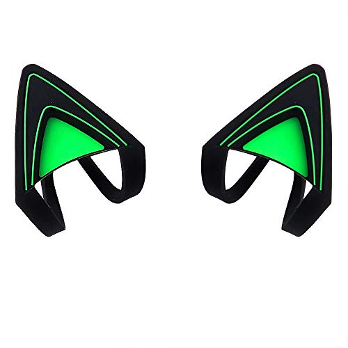 HUYUN Silicone Cat Kitty Ears Lovely Attachable Accessory Compatible for Razer Kraken 2019, Kraken TE Headsets (Green)