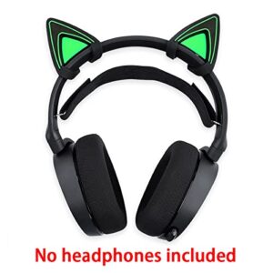 HUYUN Silicone Cat Kitty Ears Lovely Attachable Accessory Compatible for Razer Kraken 2019, Kraken TE Headsets (Green)