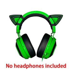 HUYUN Silicone Cat Kitty Ears Lovely Attachable Accessory Compatible for Razer Kraken 2019, Kraken TE Headsets (Green)