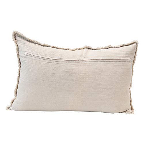 Creative Co-Op Linen Blend Lumbar Frayed Edges, Natural Pillow