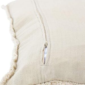 Creative Co-Op Linen Blend Lumbar Frayed Edges, Natural Pillow