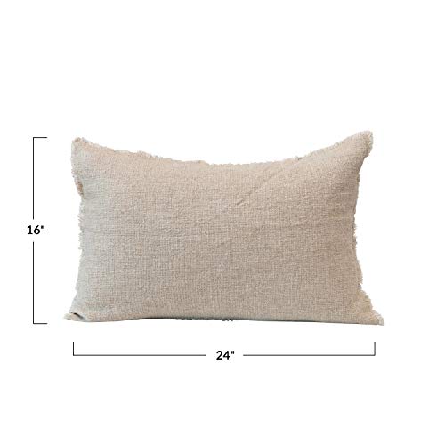 Creative Co-Op Linen Blend Lumbar Frayed Edges, Natural Pillow