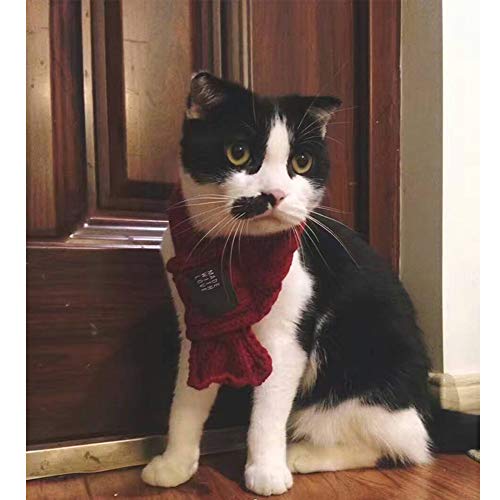 NACOCO Dog Red Christmas Knitted Scarf Cat Warm Bandana Winter Holiday Pet Accessories Cat New Year Scarf(S)