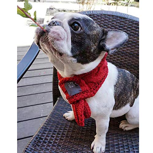 NACOCO Dog Red Christmas Knitted Scarf Cat Warm Bandana Winter Holiday Pet Accessories Cat New Year Scarf(S)