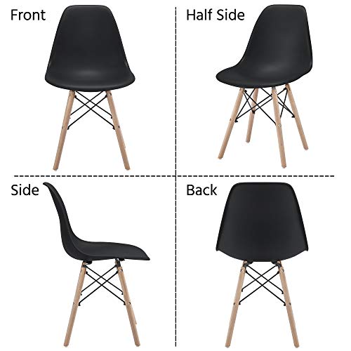 Topeakmart Dining Chairs Modern Design Chairs with Beech Wood Legs Mid Century Style for Kitchen Bedroom Living Room, Black, 4pcs