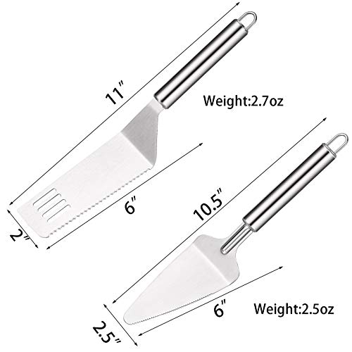 2 Pieces Pie Server Set Multi-function Stainless Steel Cake Spatula Cake Cutter Knife Stainless Steel Offset Spatula, Cake Spatula for Pie Lasagna Cutting (Packing Enhanced Version)