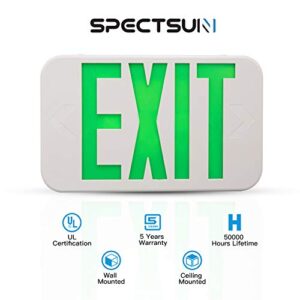 Spectsun 4 PACK LED Exit Sign Red & Green Letter -UL Certified Exit Sign with Battery Backup Emergency Lights-120V-277V Universal Mounting Double Face- ABS Fire Resistance-Exit Lighting for Home