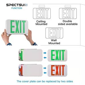 Spectsun 4 PACK LED Exit Sign Red & Green Letter -UL Certified Exit Sign with Battery Backup Emergency Lights-120V-277V Universal Mounting Double Face- ABS Fire Resistance-Exit Lighting for Home