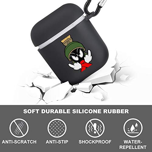 ju chen Marvin Martian Dark Pattern 2021 Case for Airpod Compatiable with AirPods 2&1 Silica Gel Shell Cover Fashion Pattern Design Drop Proof with Keychain Durable Shockproof Case, 1.92.21in, Black