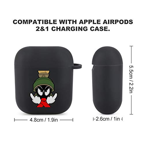 ju chen Marvin Martian Dark Pattern 2021 Case for Airpod Compatiable with AirPods 2&1 Silica Gel Shell Cover Fashion Pattern Design Drop Proof with Keychain Durable Shockproof Case, 1.92.21in, Black