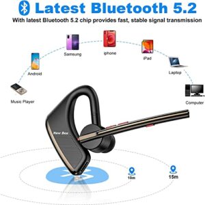 New bee Bluetooth Headset V5.2 Wireless Bluetooth Earpiece 24Hrs Talktime CVC8.0 Dual Mic Noise Cancelling for iPhone/Android/Driver/Business/Office