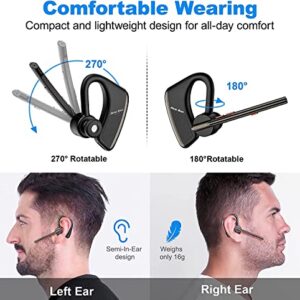 New bee Bluetooth Headset V5.2 Wireless Bluetooth Earpiece 24Hrs Talktime CVC8.0 Dual Mic Noise Cancelling for iPhone/Android/Driver/Business/Office