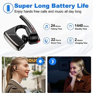 New bee Bluetooth Headset V5.2 Wireless Bluetooth Earpiece 24Hrs Talktime CVC8.0 Dual Mic Noise Cancelling for iPhone/Android/Driver/Business/Office