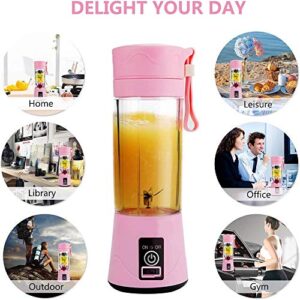 Aizbao Portable Blender, 380ml Six Blades 3D Juice cup, Small Fruit Mixer, Personal Mixer Fruit Rechargeable with USB, Mini Blender for Milk Shakes, Smoothie, Fruit Juice (Pink)