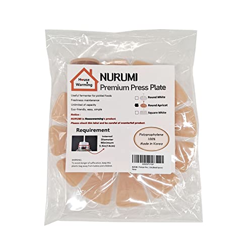 NURUMI - Premium Press Plate - Principle of Fermentation Weight Useful for a large amout of Pickles, Fermentation and Mature Foods in Crock Jar Container Mouth(over 14cm, 5.5in) (Round Apricot)