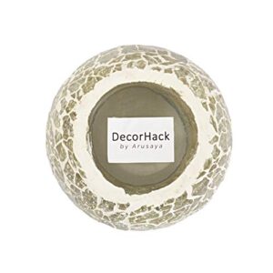 DecorHack by Arusaya Home Living Room Romantic Lighting Crackle Glass Tea Light Candle Holder Set of 2 (3X4 Inch)