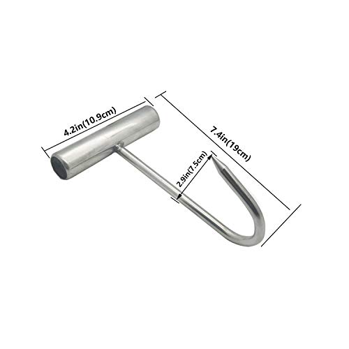 2-Pack Stainless Steel T Hooks T-Handle Bacon Meat Boning Hook for Kitchen Butcher Grilling Shop Restaurant BBQ and Sausages Tool