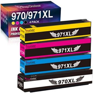 yingcolor compatible 970xl 971xl ink cartridge replacement compatible for hp 970 xl 971 xl for officejet pro x576dw x476dw x476dn x551dw x451dn x451dw printer, 4 packs (black, cyan, magenta, yellow)