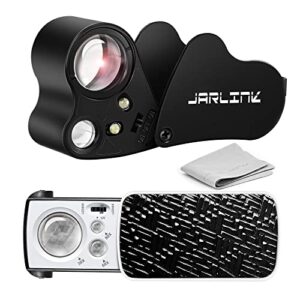 jarlink 2 pack jewelers loupe, 30x 60x 90x illuminated jewelers eye loupe magnifier and magnifying glass loop with uv black light and bright led light for gems, jewelry, diamond, coins, stamps (black)