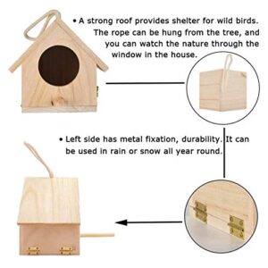 Hamiledyi Parakeet Nest Box Bird Nesting House Parrot Wood Breeding Bird Stand Perch Aviary Cage Box for Lovebirds Cockatiel Budgie Finch Conure Parrotlets Hummingbird