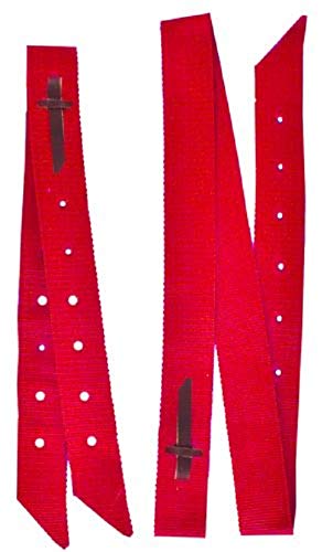 Showman Premium Quality Nylon Off Billet and Tie Strap Set. 2ply Premium Webbed Nylon (Red)