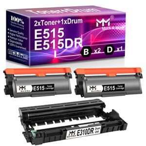 mm much & more compatible toner cartridge & drum unit replacement for dell 593-bbkd and 593-bbke use for e310dw e515dn e515dw e514dw printers (3 pack, 2 toner + 1 drum)