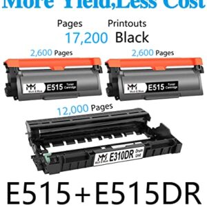 MM MUCH & MORE Compatible Toner Cartridge & Drum Unit Replacement for Dell 593-BBKD and 593-BBKE use for E310dw E515dn E515dw E514dw Printers (3 Pack, 2 Toner + 1 Drum)