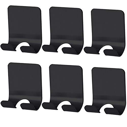 6 Packs Razor Holder for Shower, Veriya Self Adhesive Shower Hooks Shaver Holder, No Drilling Heavy Duty Razor Hooks Phone Holder Plug Organizer, Bathroom Hanging Washcloth Towel Loofah (6 Pack-Black)