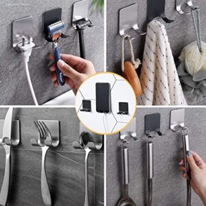 6 Packs Razor Holder for Shower, Veriya Self Adhesive Shower Hooks Shaver Holder, No Drilling Heavy Duty Razor Hooks Phone Holder Plug Organizer, Bathroom Hanging Washcloth Towel Loofah (6 Pack-Black)