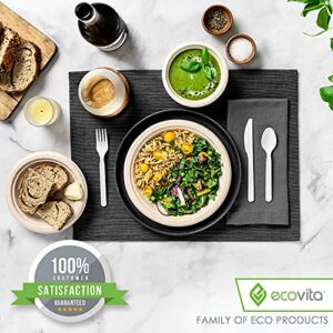 Ecovita 100% Compostable Paper Plates [9 in.] – 150 Disposable Plates Eco Friendly Sturdy Tree Free Liquid and Heat Resistant Alternative to Plastic or Paper Plates