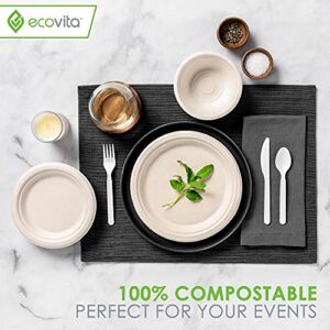 Ecovita 100% Compostable Paper Plates [9 in.] – 150 Disposable Plates Eco Friendly Sturdy Tree Free Liquid and Heat Resistant Alternative to Plastic or Paper Plates