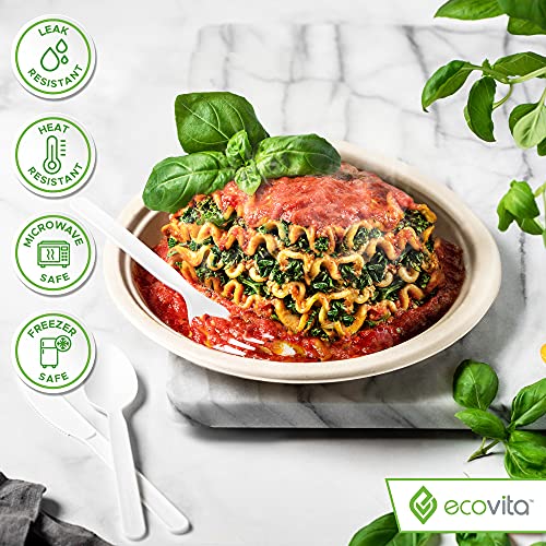 Ecovita 100% Compostable Paper Plates [9 in.] – 150 Disposable Plates Eco Friendly Sturdy Tree Free Liquid and Heat Resistant Alternative to Plastic or Paper Plates