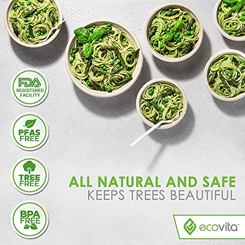 Ecovita 100% Compostable Paper Plates [9 in.] – 150 Disposable Plates Eco Friendly Sturdy Tree Free Liquid and Heat Resistant Alternative to Plastic or Paper Plates