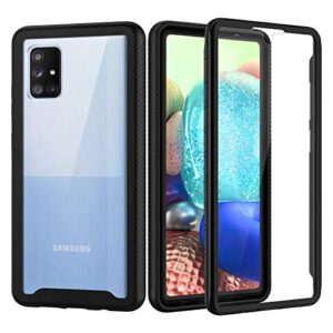 seacosmo case for samsung a71 5g, full body shockproof cover with built-in screen protector, slim bumper protective phone case for galaxy a71 5g - black/clear
