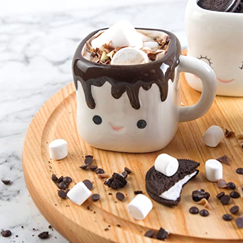 Ursa Cute Marshmallow Hot Chocolate Mugs, Ceramic Set, Cups for Coffee, Hot Chocolate, Hot Cocoa - Funny Coffee