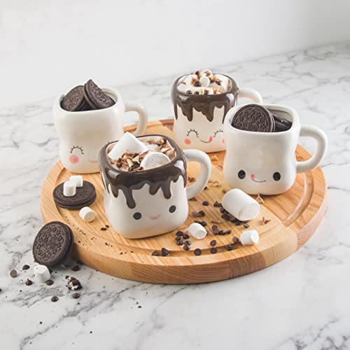 Ursa Cute Marshmallow Hot Chocolate Mugs, Ceramic Set, Cups for Coffee, Hot Chocolate, Hot Cocoa - Funny Coffee