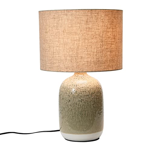 Bloomingville Stoneware Table Linen Shade & Inline Switch, Reactive Glaze, Taupe Color Lamp