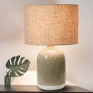 Bloomingville Stoneware Table Linen Shade & Inline Switch, Reactive Glaze, Taupe Color Lamp
