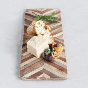 Creative Co-Op Mango Wood Cheese Chevron Pattern Cutting Board, 14.5" x 6", Natural