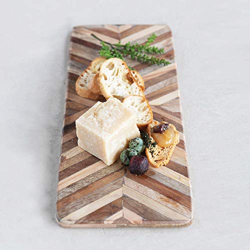 Creative Co-Op Mango Wood Cheese Chevron Pattern Cutting Board, 14.5" x 6", Natural